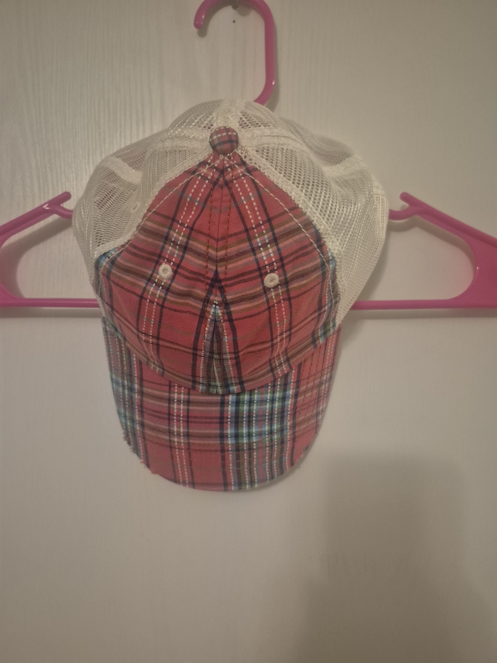 Womens Plaid Mesh Back Cap - Red